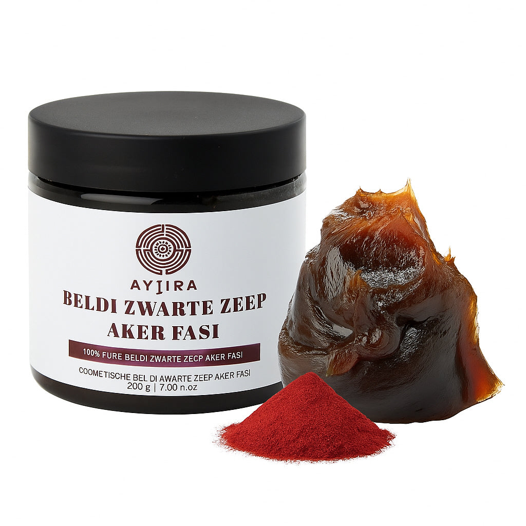 Aytira Beldi Zwarte Zeep Aker Fasi, 100% natuurlijke hammam zeep van 200 gram