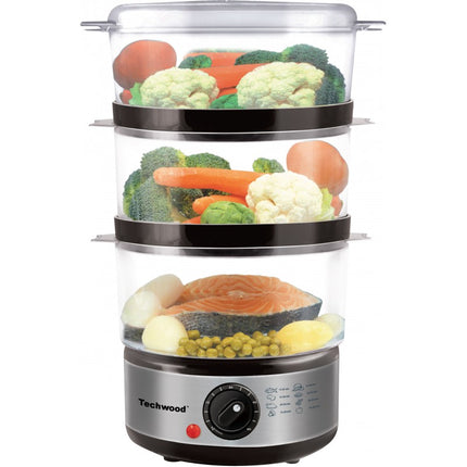 TECHWOOD STOOMKOKER - 3 Stoomschalen - 6 Liter