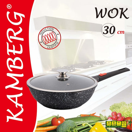 Wokpan Inductie - Ø 30 cm met Deksel – alle warmtebronnen