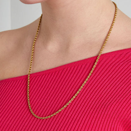 Gouden Gedraaide Heren-/Damesketting – Stoere Vlechtketting – 60 cm – Stainless Steel