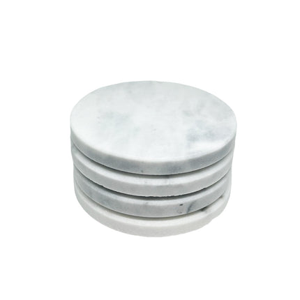 Set van 4x ronde onderzetters voor glazen D10 cm wit Marmer