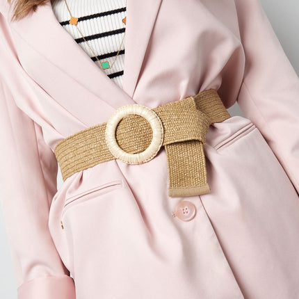 Ibiza Riem - Zwarte Polyester Riem met Beige Gesp - Stoer en Stijlvol
