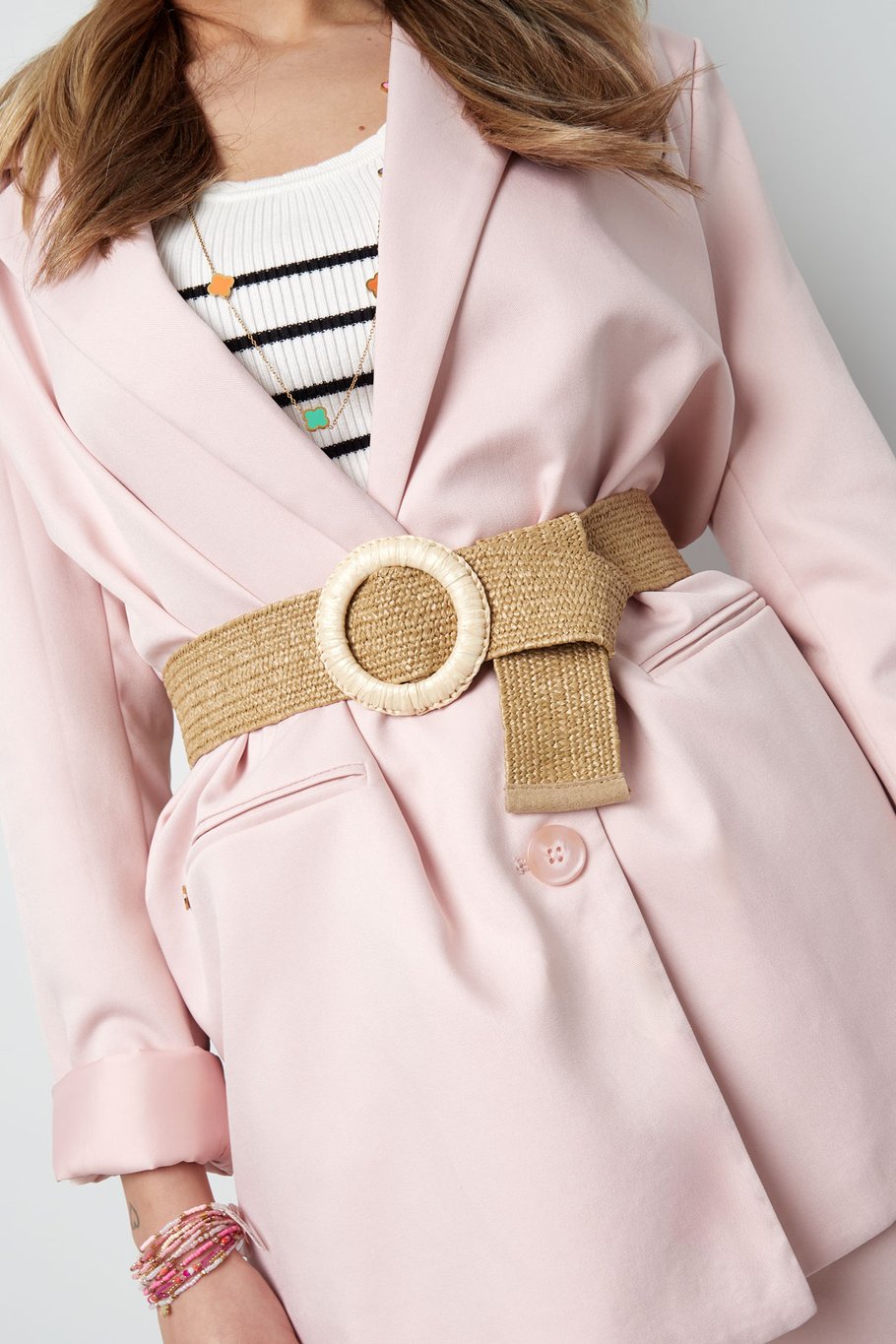 Ibiza riem zwart met beige gesp – polyester, voor dames en heren – foto 4