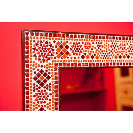 Oosterse spiegel met mozaïek frame rood-oranje 65 x 50 cm
