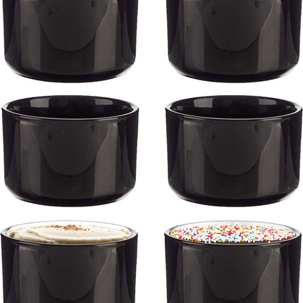 Vessia amuse/dessert kommetjes/serveer schaaltjes - set 6x stuks - zwart - 10 x 6 cm - keuken/eettafel - keramiek