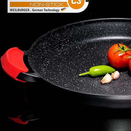 CUILINA Paella pan – Duitse GREBLON antiaanbaklaag Marmer coating - 36 cm- voor Inductie en alle warmtebronnen