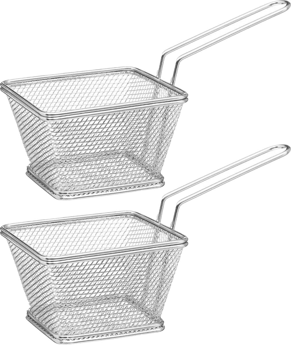 Secret de Gourmet Frittierkorb / Servierkorb - 4er-Set - silber - Edelstahl - 20,5 x 9 x 11 cm - Zum Servieren von Pommes / Snacks im Körbchen