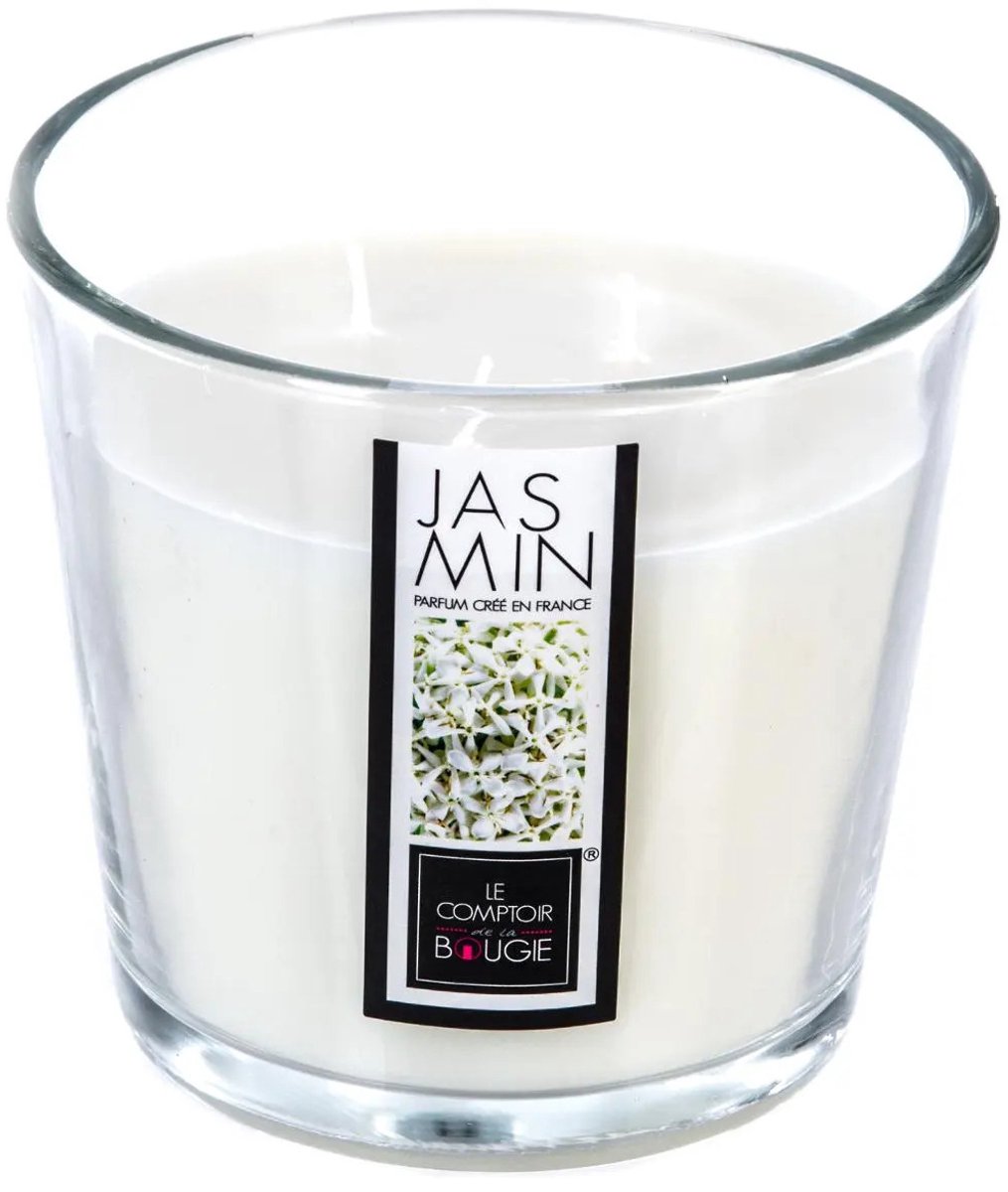 Atmosphera Candles Bougie parfumée – en verre – parfum jasmin – 40 heures de combustion – 13 x 12 cm – décoration d'intérieur – bougies parfumées