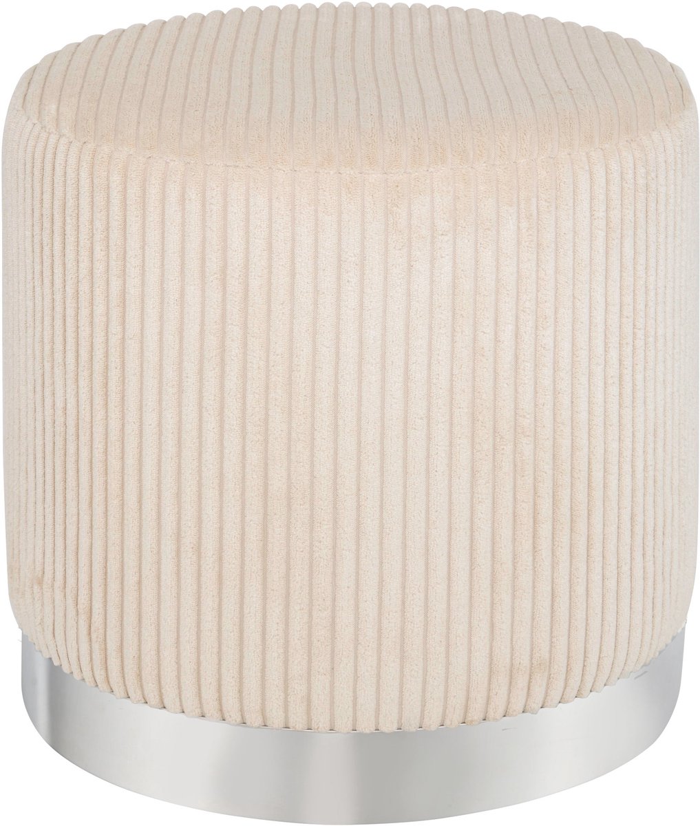 Pouf en velours côtelé Atmosphera Sylia - Ø38xH38 cm - Ivoire