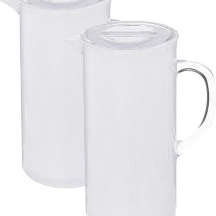 Set van 3x stuks sapkan/schenkkan karaffen met deksel 1950 ml transparant wit
