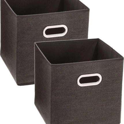 Set van 2x stuks opbergmand/kastmand 29 liter bruin linnen 31 x 31 x 31 cm - Opbergboxen - Vakkenkast manden