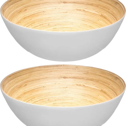 Secret de Gourmet Slakom/serveerschaal - bamboe wit - D25 cm - Set 2x