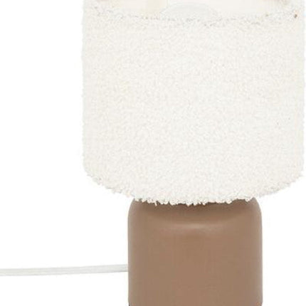 Atmosphera Tafellamp Bona bouclette - Ø14xH22cm - Bruin/Wit