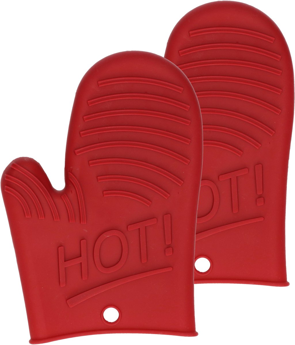 Gant de cuisine en silicone Secret de Gourmet - 2x - rouge - 15 x 21 cm - Manique - Gant de cuisine
