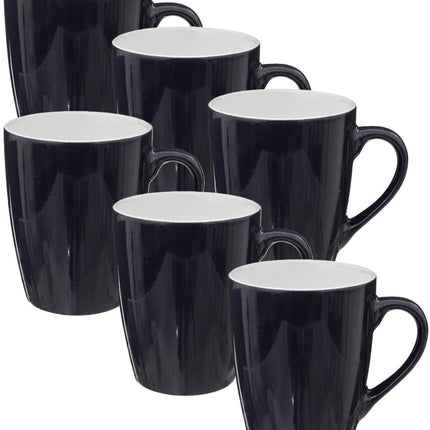 5Five Koffiemokken Colorama - 6x stuks - Keramiek - blauw - 380 ml - 9 x 11 cm
