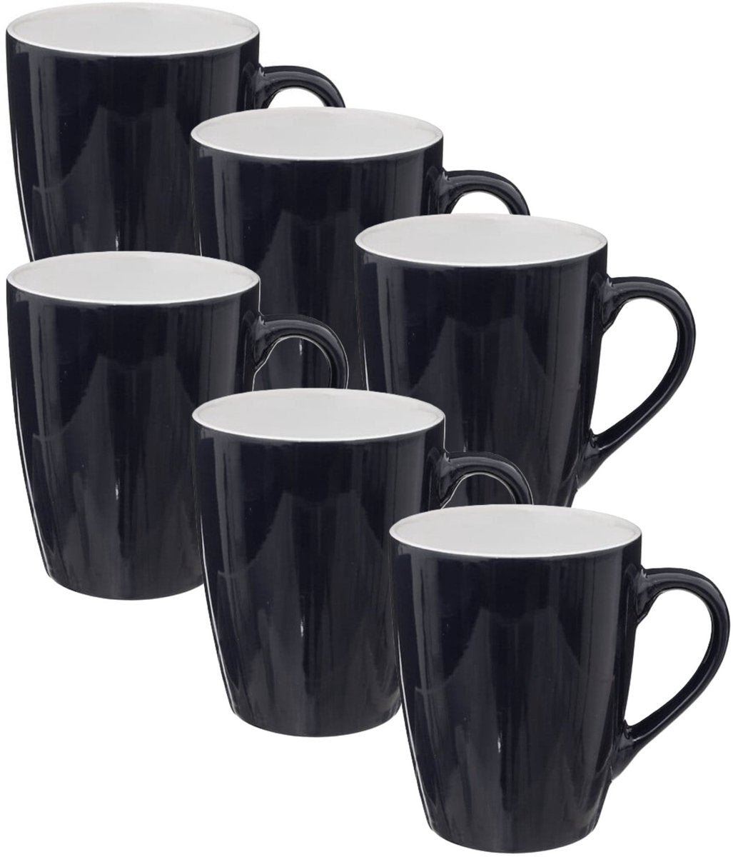 5Five Kaffeetassen Colorama - 6 Stück - Keramik - Blau - 380 ml - 9 x 11 cm