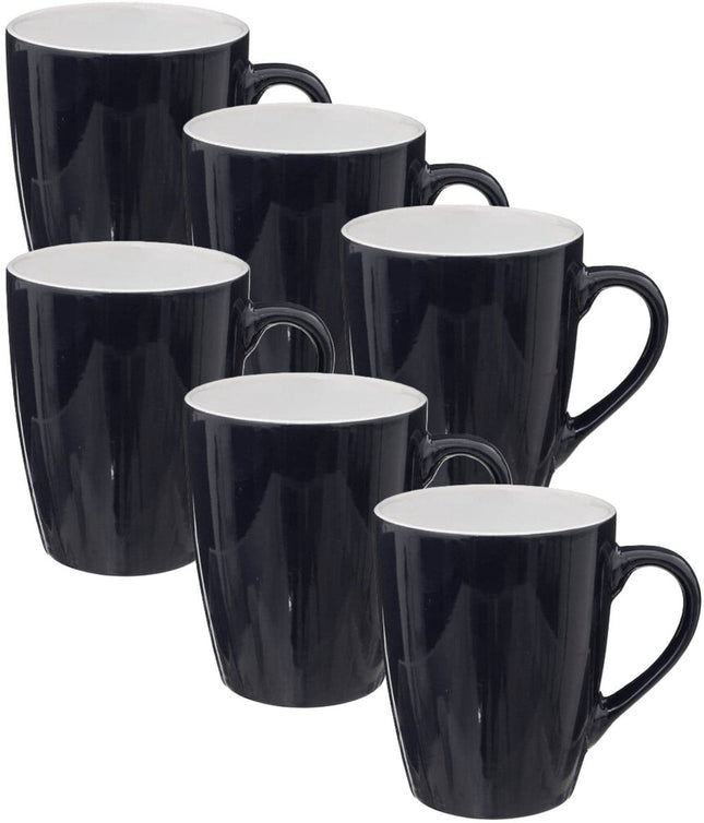 5Five Koffiemokken Colorama - 6x stuks - Keramiek - blauw - 380 ml - 9 x 11 cm