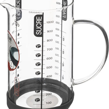 5Five Keuken maatbeker/mengbeker - glas - transparant - 1000 ml