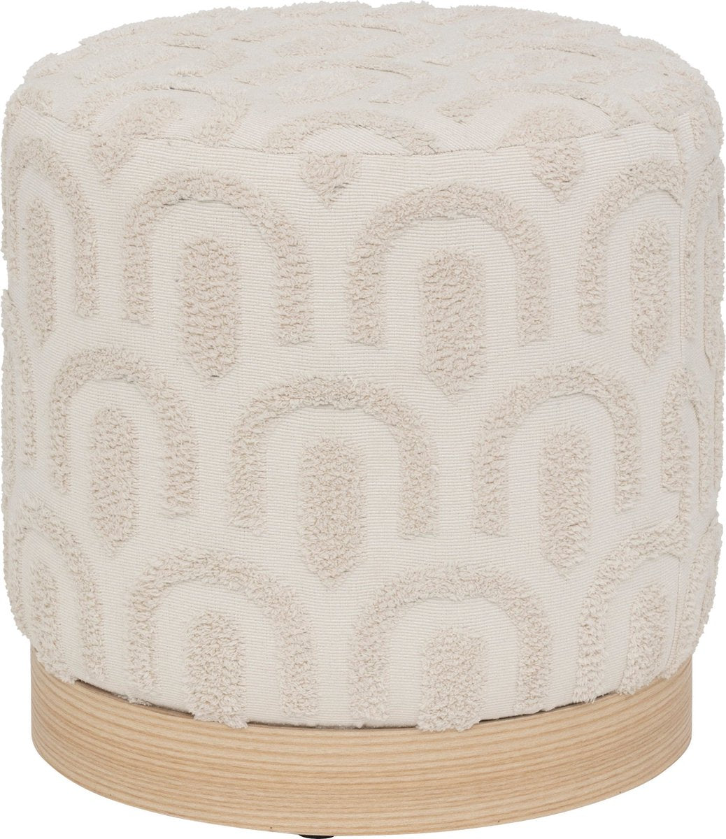 Atmosphera Copas Pouffe - Ø38xH38 cm - Footstool - White