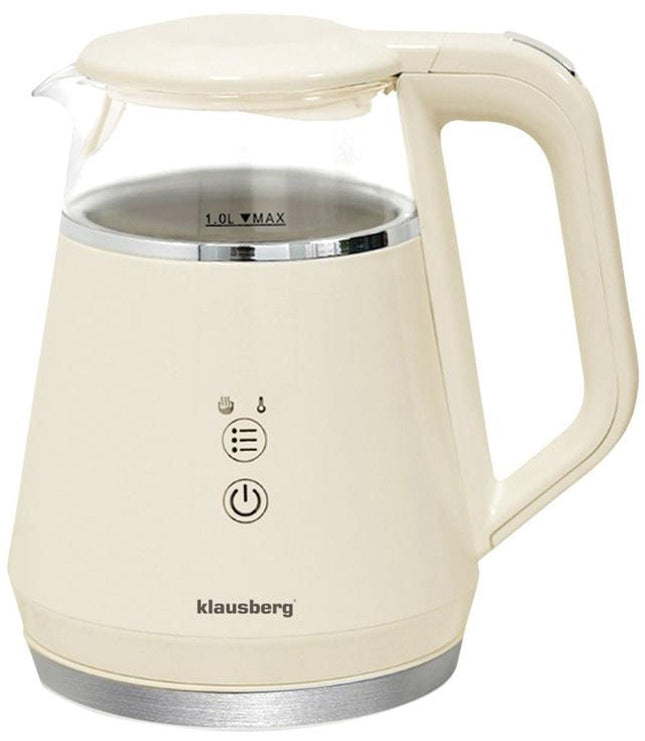 Klausberg KB-7893 Elektrische Waterkoker – 1 Liter, Glazen Ontwerp, LED Bedieningspaneel, 5 Temperatuurstanden, Houd-warmfunctie