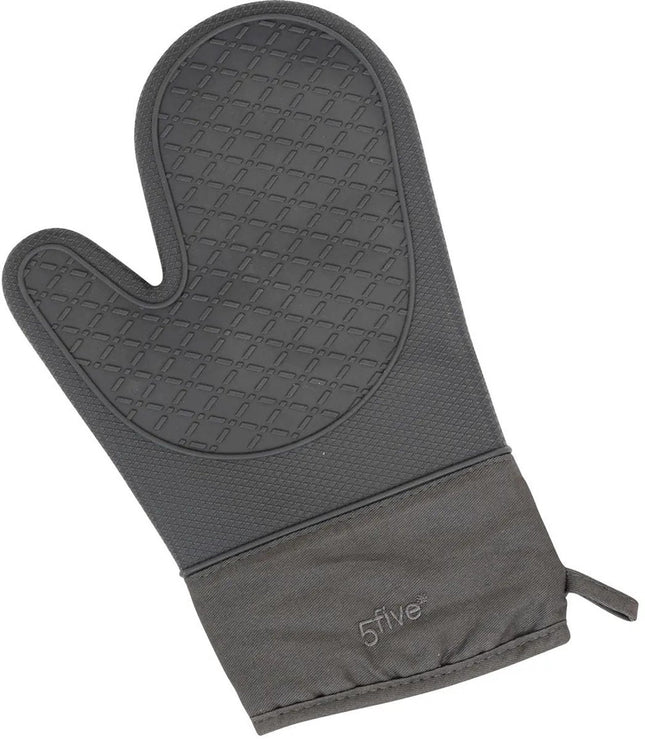 5Five Ovenwant handschoen - antraciet - katoen met siliconen - 18 x 29 cm - keuken - hete pannen