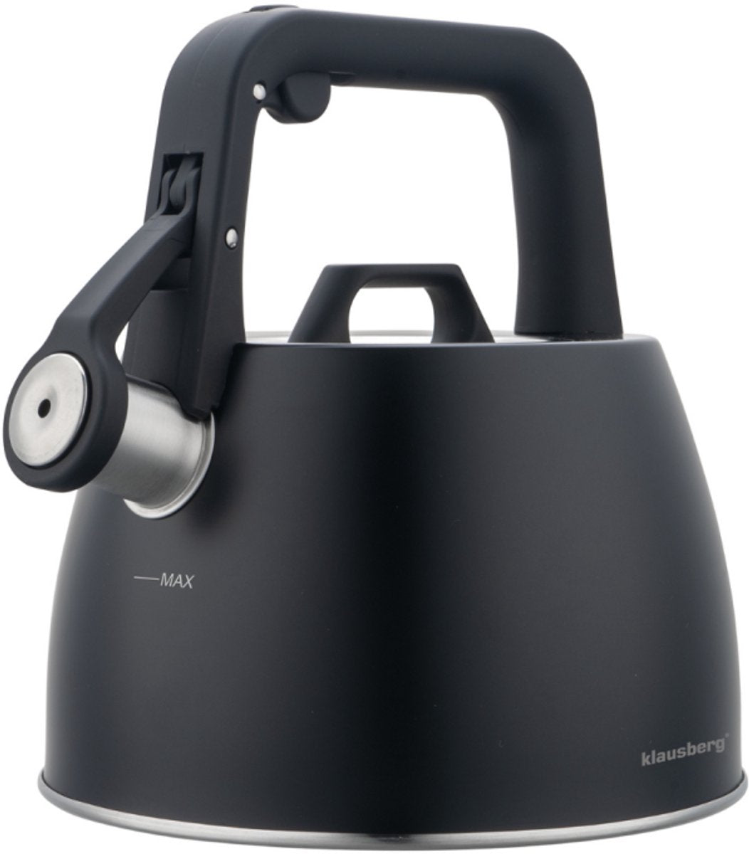 Klausberg 7915 - Bouilloire sifflante - 2,5 litres - Acier inoxydable - Noir