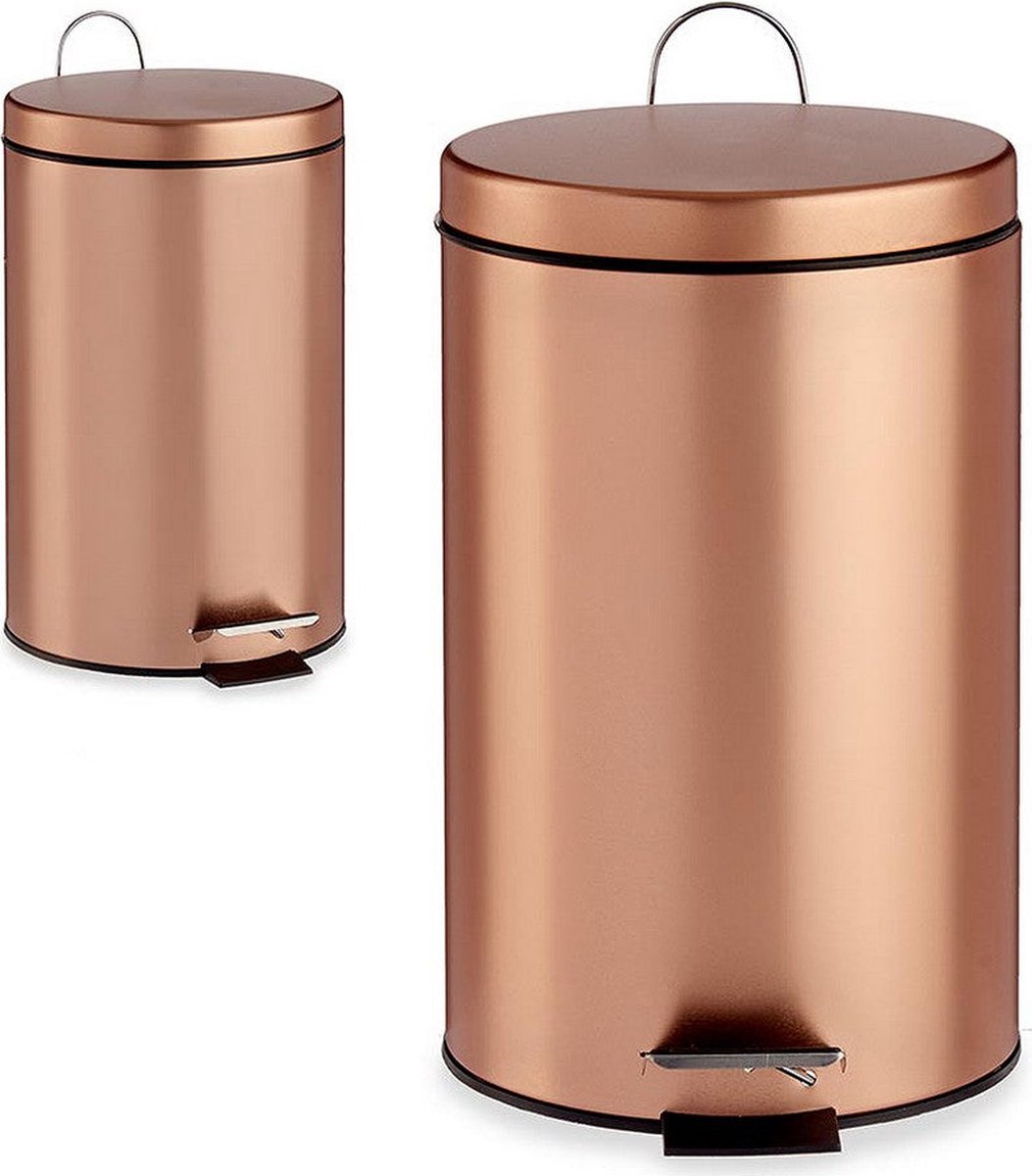Tretmülleimer/Mülleimer Metall 7 Liter Inhalt kupferfarben 31 x 20 cm