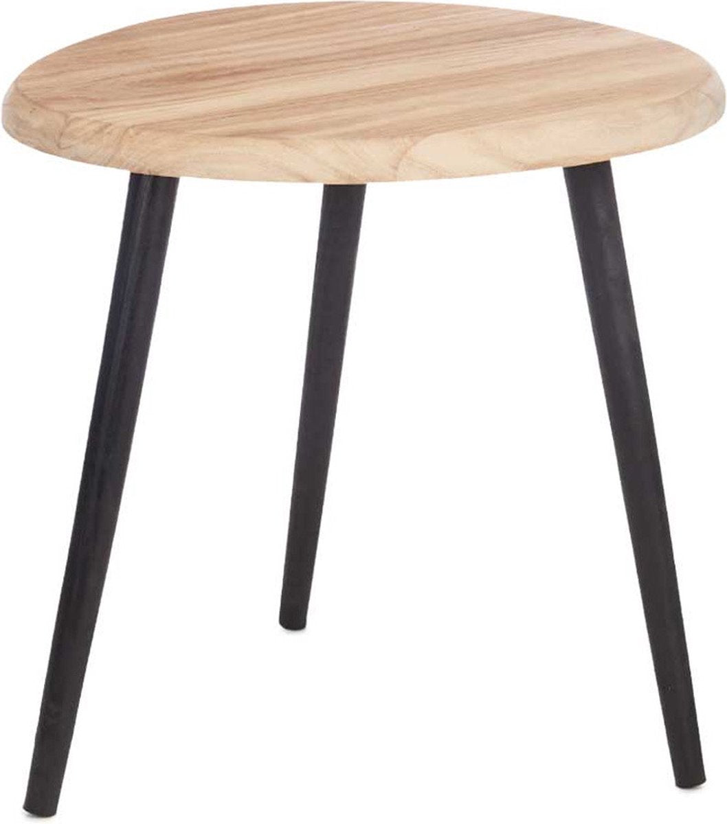 Giftdecor Beistelltisch Alaska - Holz - beige/schwarz - T46 x H50 cm - Pflanzentisch/Kaffeetisch