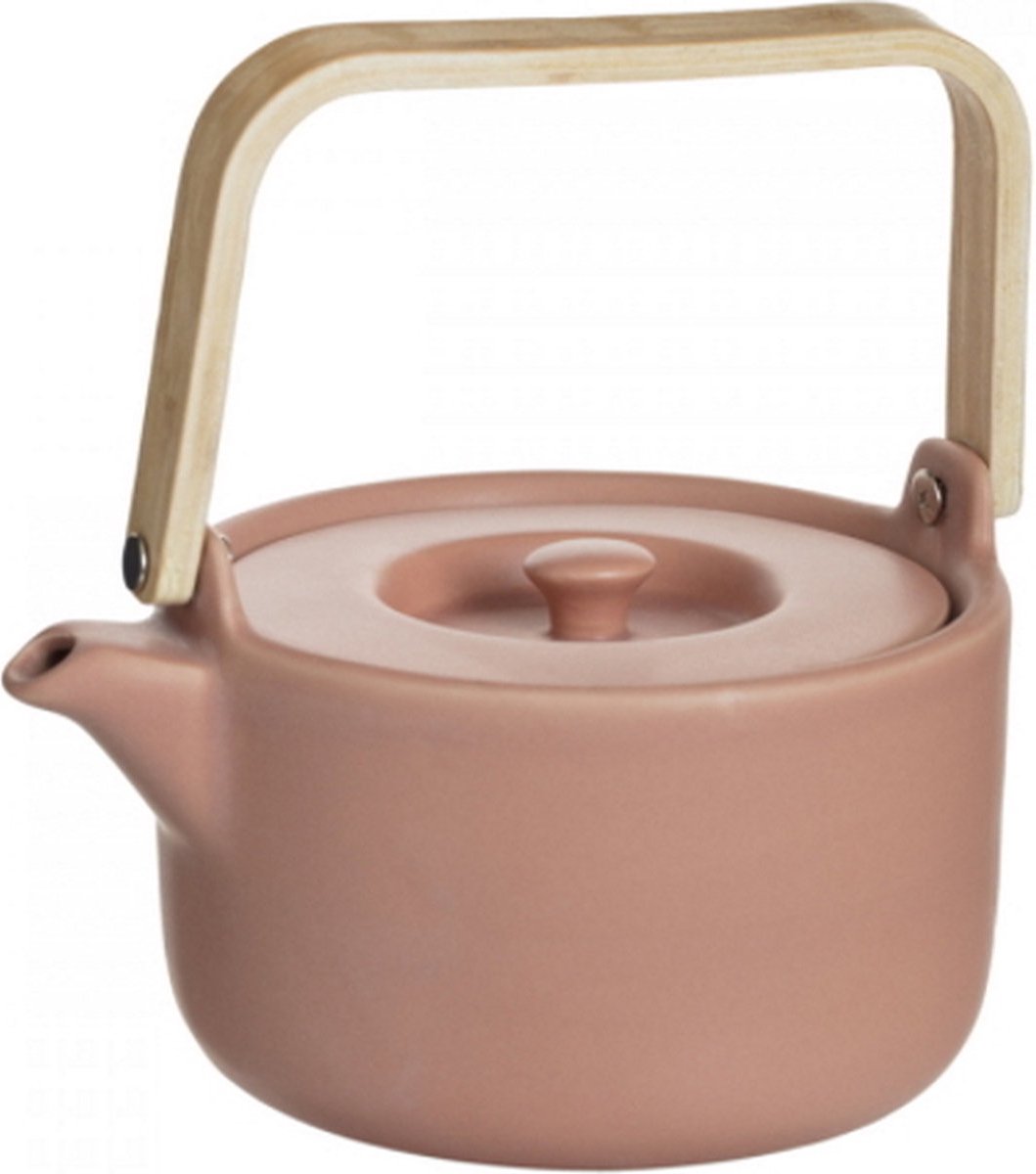 Secret de Gourmet Teekanne aus Keramik mit Bambus 80cl - Griff, Sieb, Filter - Terra