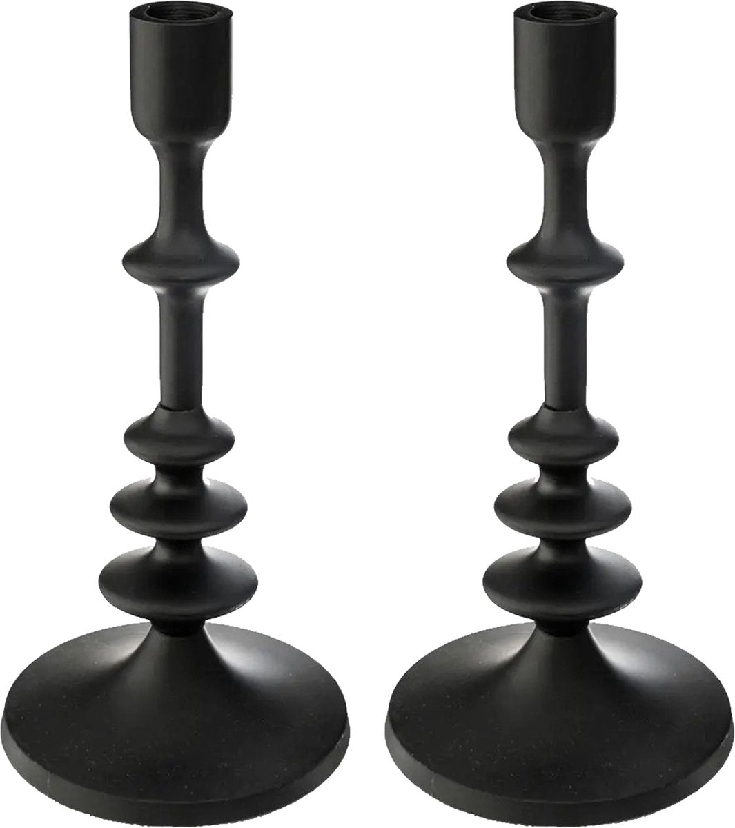 Atmosphera Kerzenständer - 2er-Set - dekoratives Metall - Stabkerzen - schwarz - D12 x H26 cm
