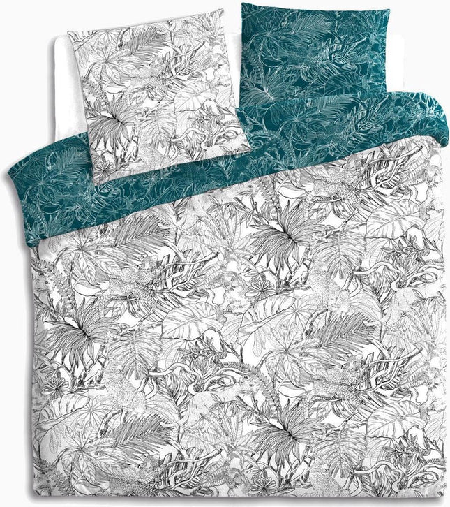 Tweezijdig katoenen dekbedovertrek 240x220 met drukknopen in jungleprint