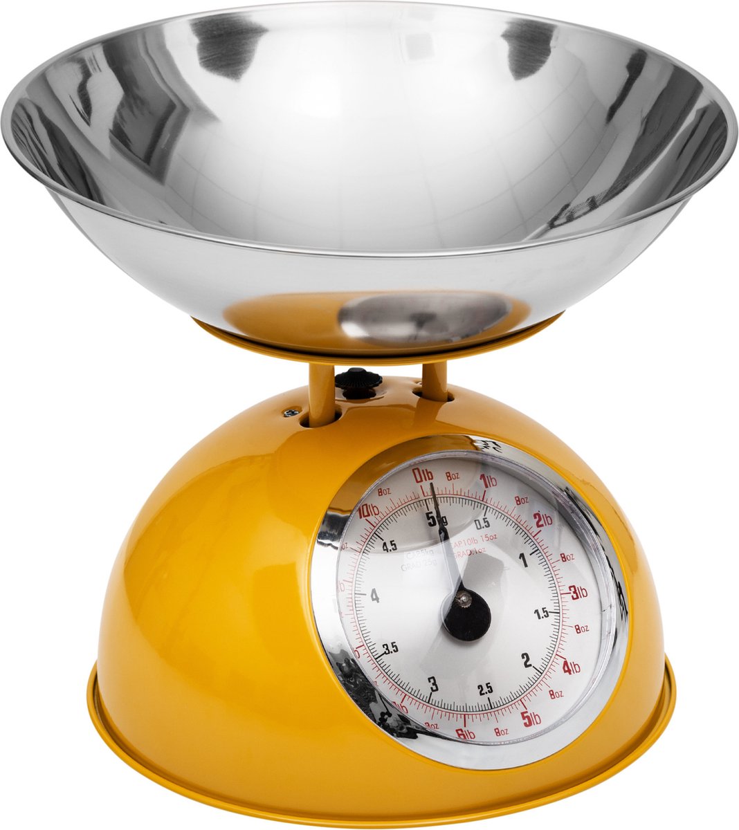 Kitchen scale with bowl yellow stainless steel - L21 x W25 cm - Analog - Retro