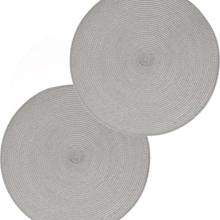 Secret de Gourmet ronde placemat - Set van 12x stuks - lichtgrijs - gevlochten kunststof - Dia 38 cm - Onderleggers