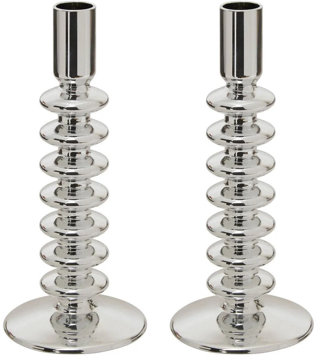 Atmosphera bougeoir - 2x - verre décoratif - bougies dîner - argent - D9 x H22 cm