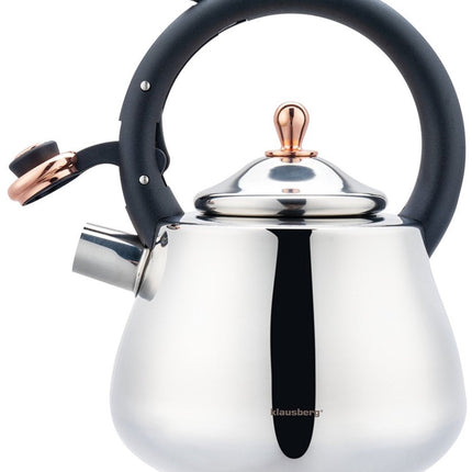 Klausberg 7776 - Fluitketel met fluit - 2.5 liter - RVS - Zilverkleurig