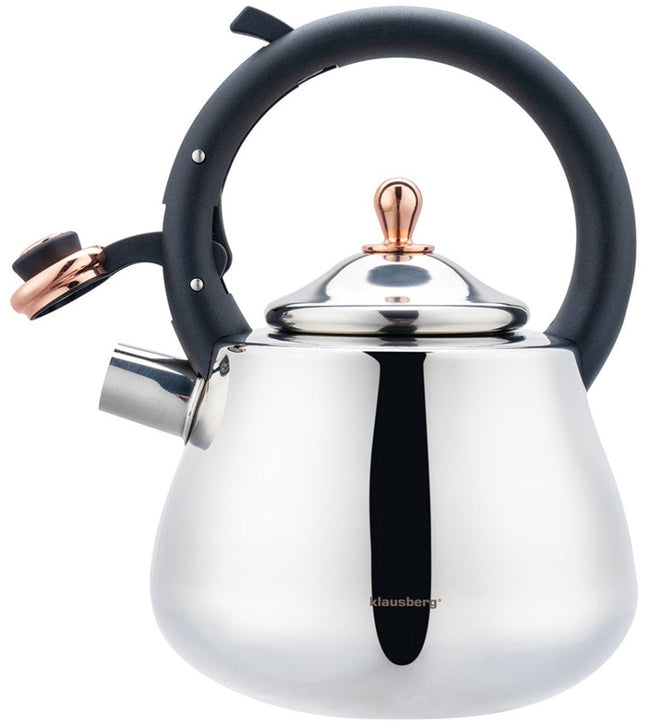 Klausberg 7776 - Fluitketel met fluit - 2.5 liter - RVS - Zilverkleurig