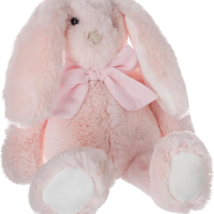 Atmosphera Knuffeldier konijn met strikje - zachte pluche stof - knuffels - lichtroze - 30 cm