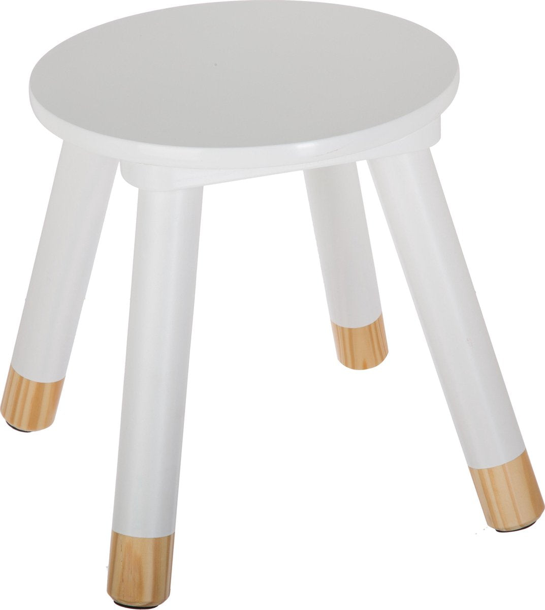 Houten kinderkrukje ivoorwit van Atmosphera – bijzetkrukje, 24 x 24 x 27 cm