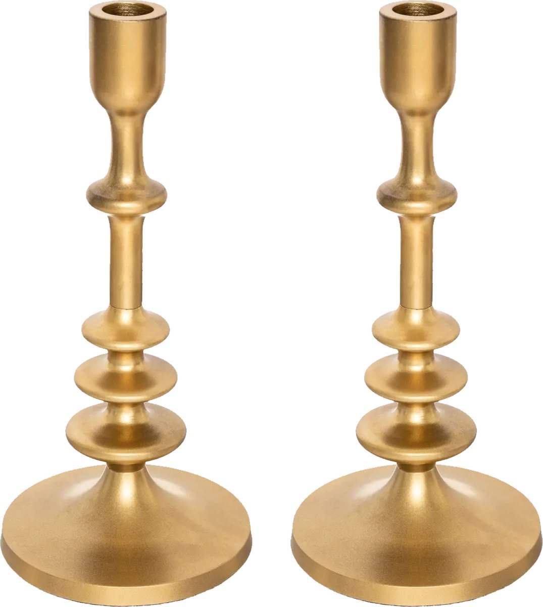 Atmosphera Kerzenständer - 2er-Set - dekoratives Metall - Stabkerzen - Gold - D12 x H26 cm