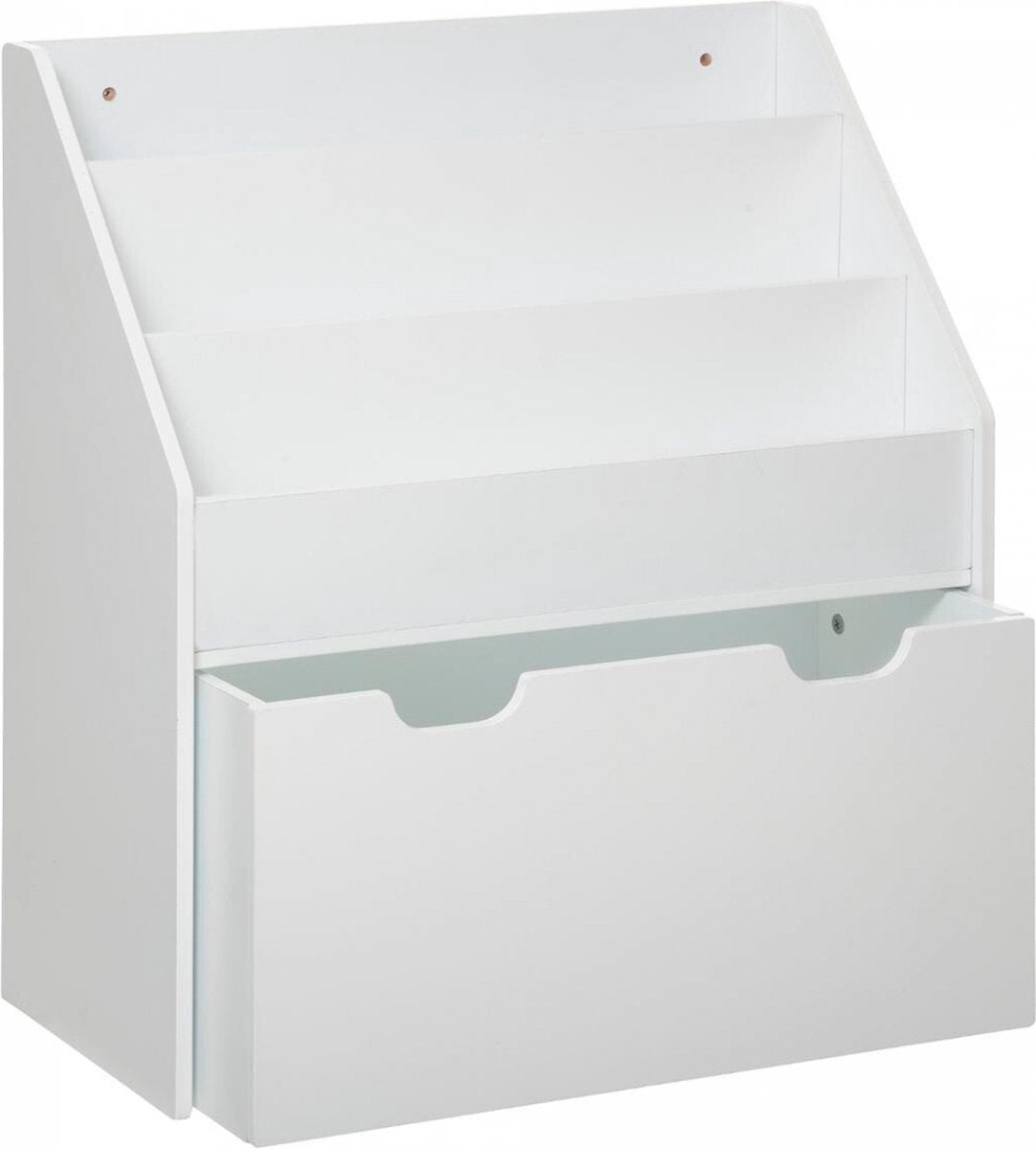 Atmosphera kinderboekenkast met wielen, wit – MDF, 63 x 30 x 70 cm