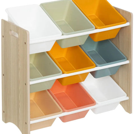 Atmosphera Opbergrek 3-laags met bakken - hout/kunststof - 60 x 30 x 66 cm - speelgoed - kinderkamer - mix kleuren