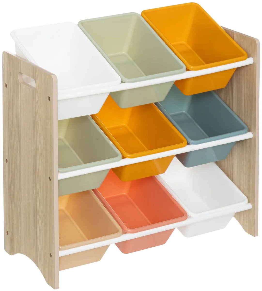 Étagère de rangement Atmosphera 3 niveaux avec bacs - bois / plastique - 60 x 30 x 66 cm - jouets - chambre d'enfant - couleurs mélangées