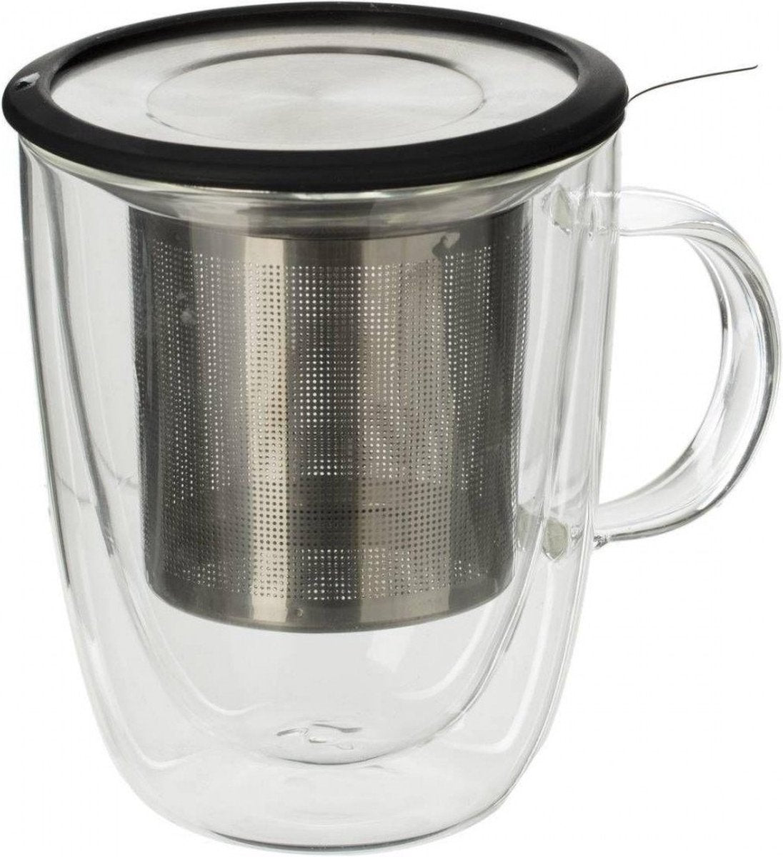 Glazen theemok met zeef en deksel – theeglas van borosilicaatglas, 300 ml