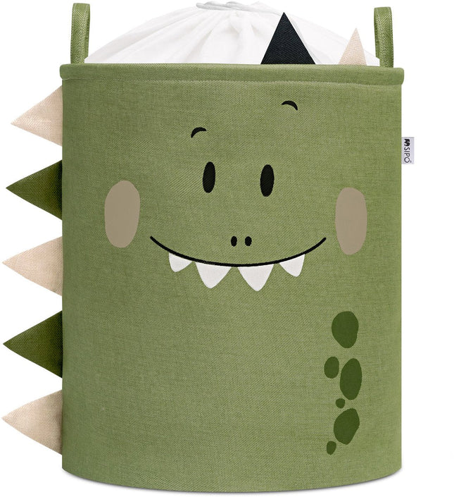 Dino Hoofd Speelgoedopbergmand - XXL Waterafstotende Opbergbox - Polyester Kist met Trekkoord - 63 Liter - 40x40x50 cm - Wasmand - Kledingmand - Speelgoedmand - Sipo