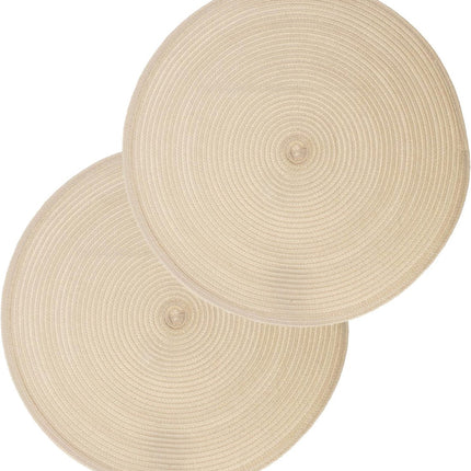 Secret de Gourmet ronde placemat - Set van 12x stuks - beige - gevlochten kunststof - Dia 38 cm - Onderleggers