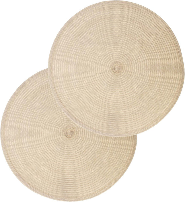 Secret de Gourmet ronde placemat - Set van 12x stuks - beige - gevlochten kunststof - Dia 38 cm - Onderleggers