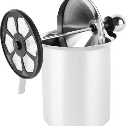 Kinghoff® - Melkopschuimer Handmatig - RVS - 800 ml - Vaatwasserbestendig - Barista - Melkkan - Hittebestendige bodem - Inductie