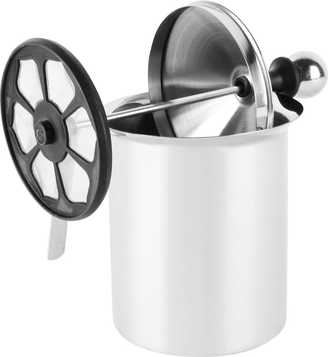 Kinghoff® - Melkopschuimer Handmatig - RVS - 800 ml - Vaatwasserbestendig - Barista - Melkkan - Hittebestendige bodem - Inductie