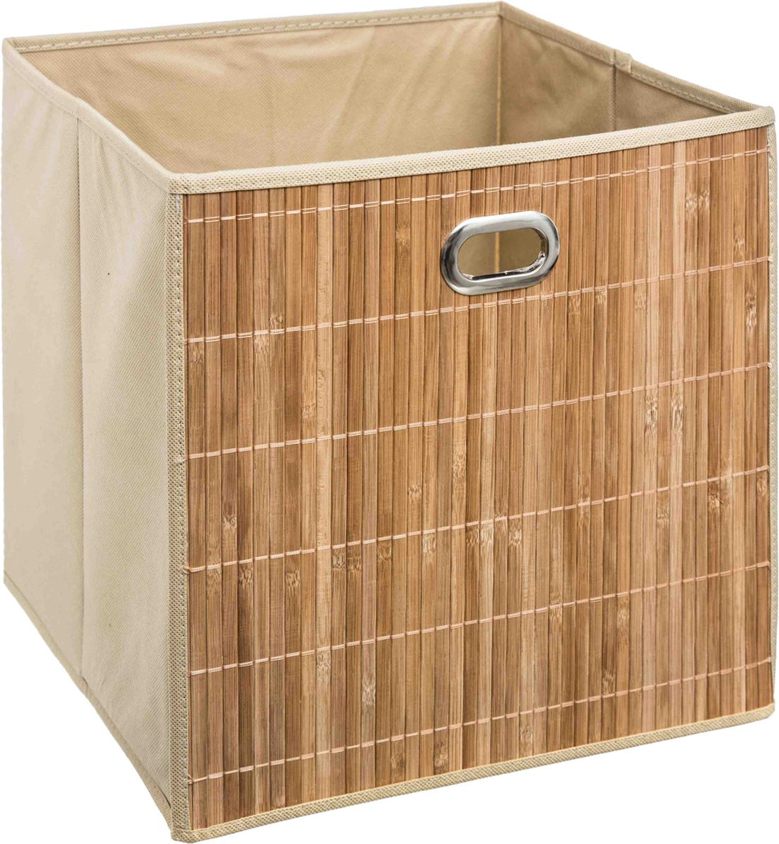 5Five Aufbewahrungskorb / Regalkorb - beige - Leinen / Bambus - 31 x 31 x 31 cm - 29 Liter - Fächerregal-Körbe