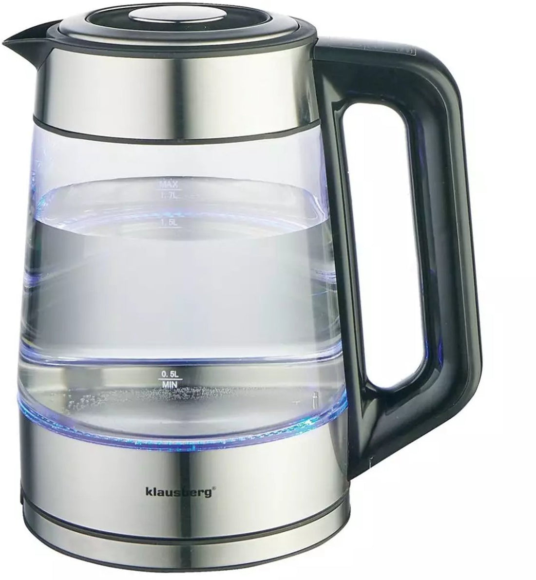 Bouilloire électrique Klausberg KB7888 – 1,7 L, 1850-2200W, verre borosilicaté et acier inoxydable 304, LED RVB, réglage de la température - 40 à 100 degrés